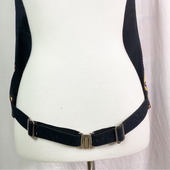 Vintage 90’s Novelty Graphic Print Deep U Front Tuxedo Vest XL - Picture 4 of 6